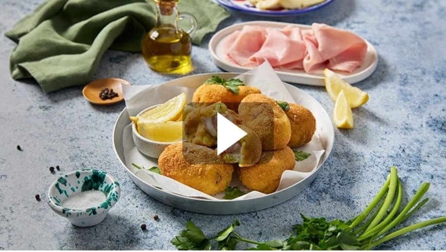 CROCCHETTE DI PATATE CON PROSCIUTTO COTTO FETTA GOLOSA GALBANI E PROVOLA
